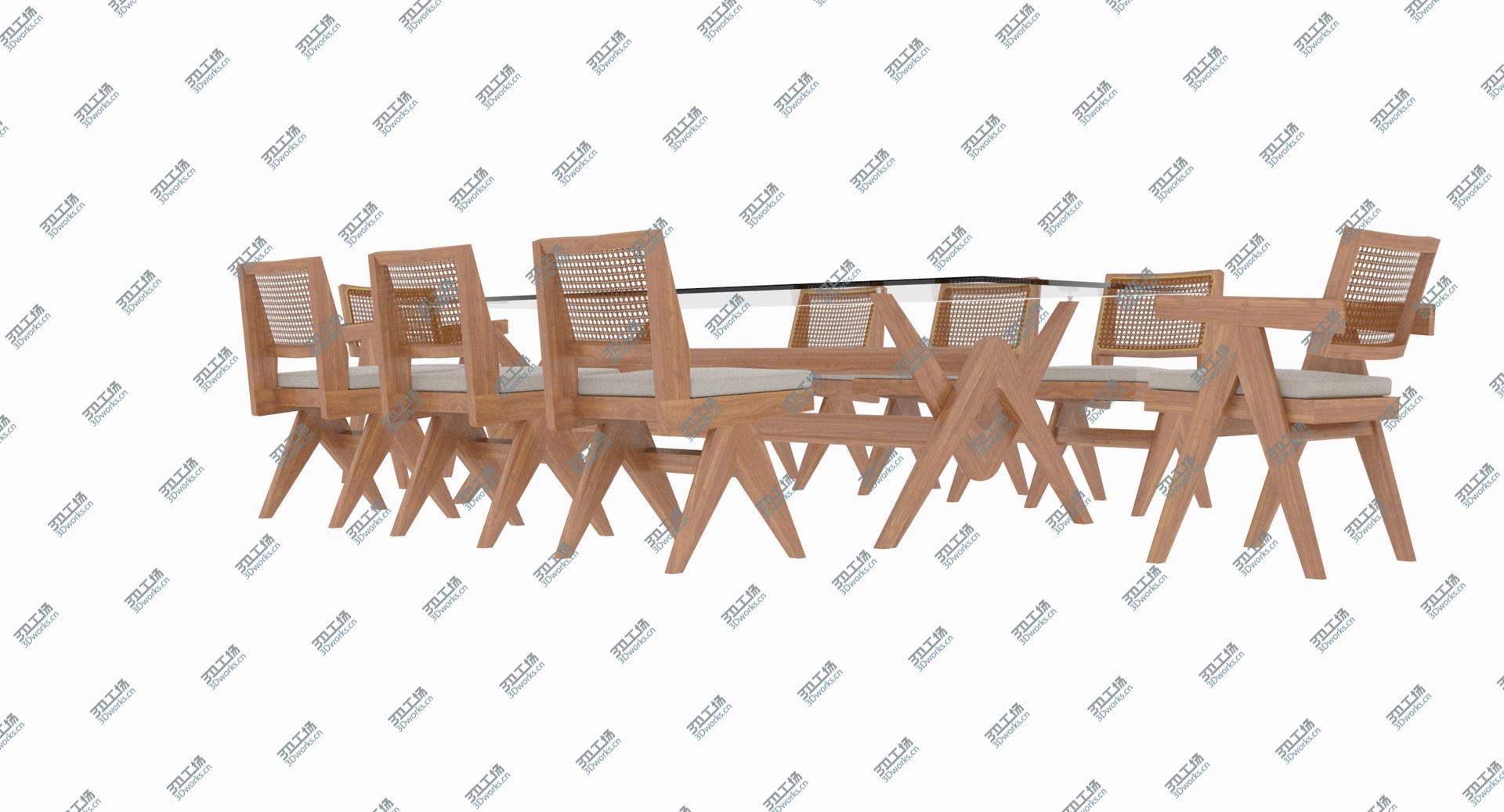 images/goods_img/202105073/3D Cassina Jeanneret Capitol Complex Glass Table with Office Chair and Wooden Chair Set/3.jpg